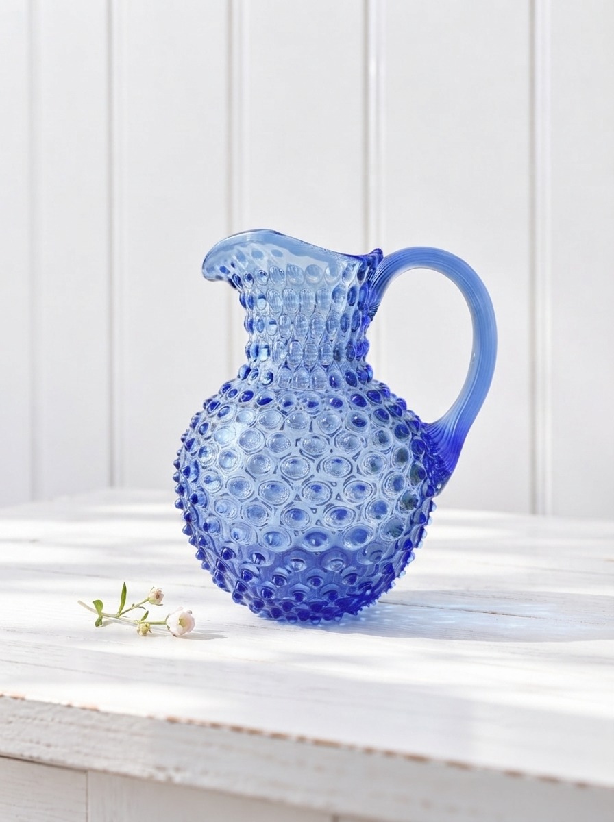 Kande i pindsvineglas 2 liter - lyseblå