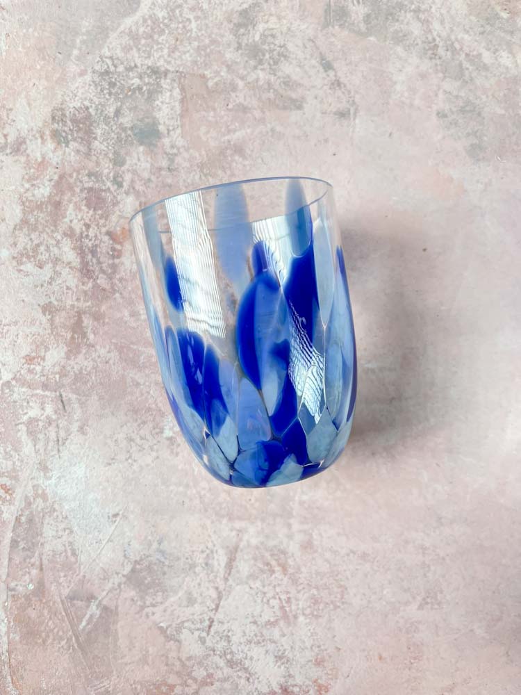 Anna von lipa splash og confetti glas - blå prikker