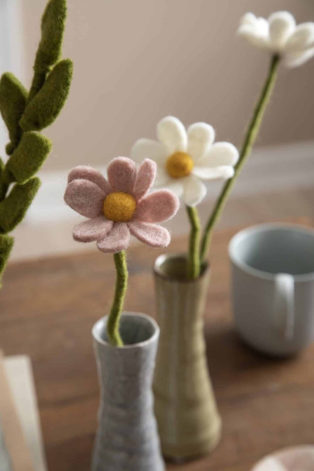felted flower, felted flowers, felted rose, felted anemone, easter decoration, decoration to hang, en gry &amp; sif decoration, én gry &amp; sofie, remix by sofie, fairtrade