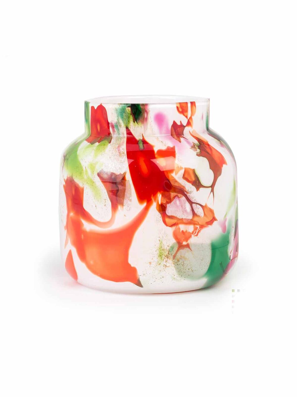 vase i opalglas, mundblæst vase, grønne, røde, blå farver fidrio, remix by sofie