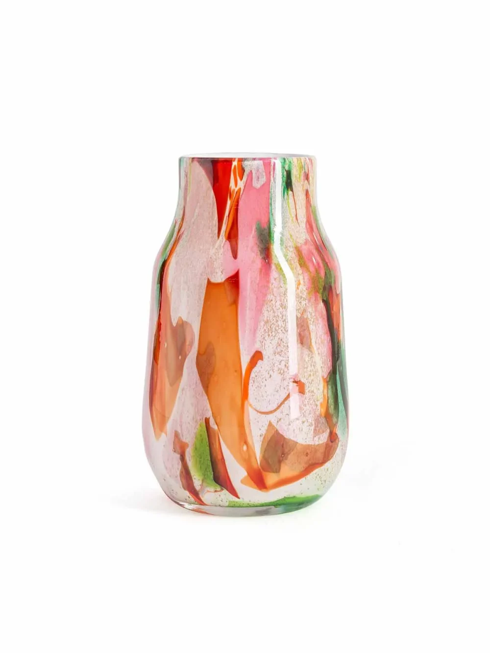 vase i opalglas, mundblæst vase, grønne, røde, blå farver fidrio, remix by sofie