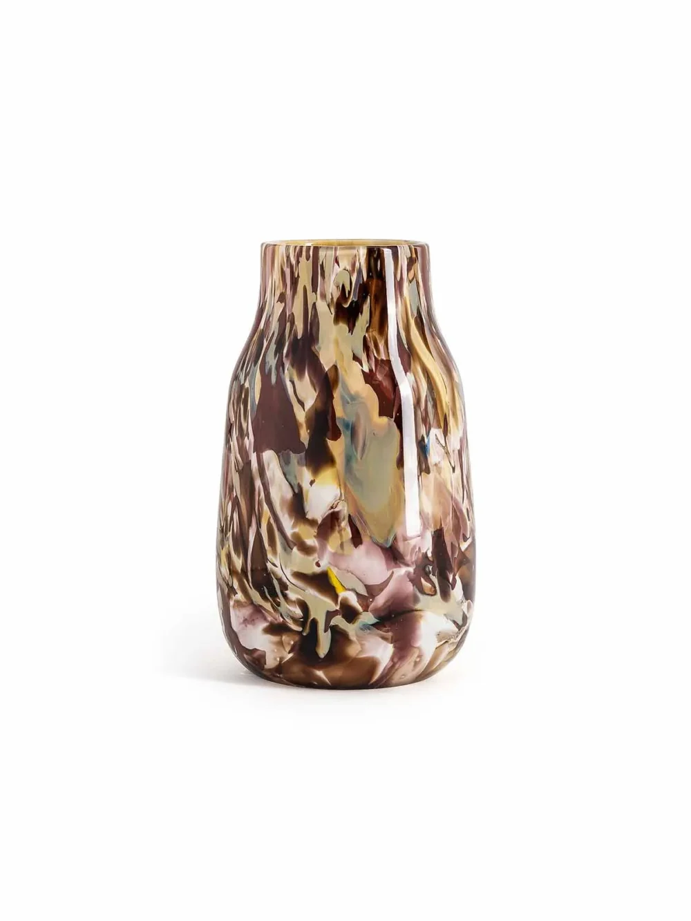 vase i opalglas, mundblæst vase, grønne og brune faver fidrio, remix by sofie