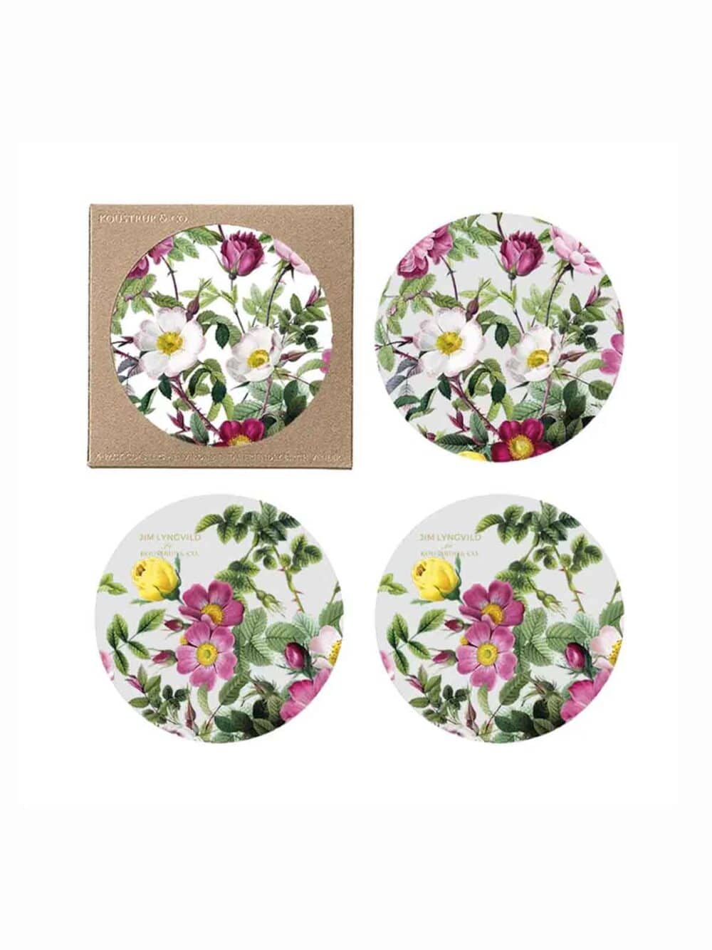 koustrup og co coasters med rose flower garden