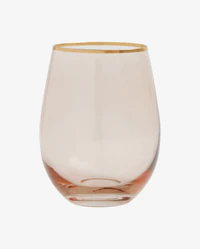 goldie vandglas, nordal grenå vandglas, vandglas med guldkant, vandglas i ferskenfarvet med guldkant, glas til bare