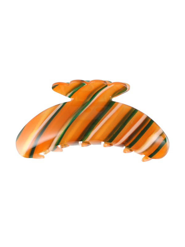 Hårklemme - AGNES orange med grøn stribe