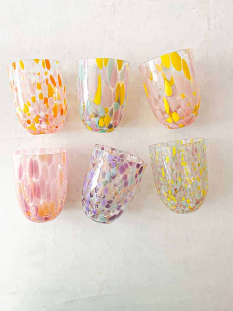 anna von lipa, anna von lipa splash glas, anna von lipa glas, anna von lipa drikkeglas, vandglas, confetti glas, plettede glas, mundblæste glas, marble glas, bordækning, bolig, interiør, anna von lipa splash og confetti glas, splash pacific, splash summer 2, purple rain, splash abricot