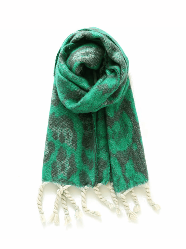 Ternet halstørklæde - 'Aura' i leopard grøn