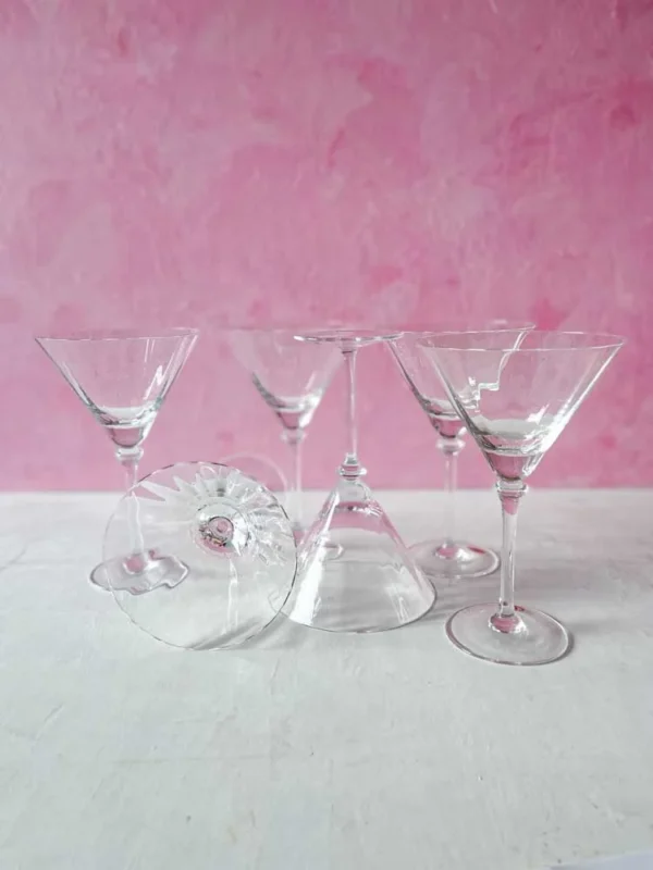 6 store mundblæste martini glas