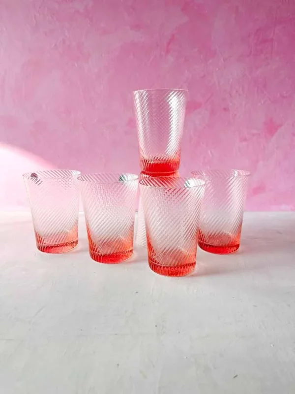 6 drikkeglas i lyserød spiral - 400 ml