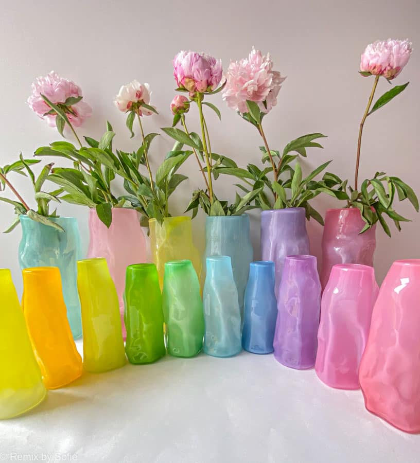marie retpen vase, vases, flower vase, hand blown glass, flower vase hand blown vase, curl vase, vase in organic shape, silver vase, remix by sofie
