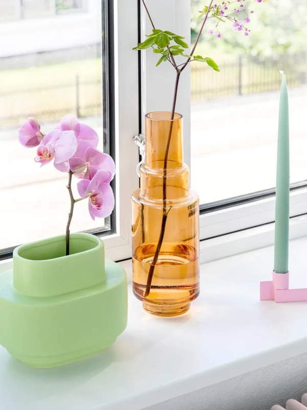 remix by sofie, stences, vase, grafisk vase, vase i keramik, grøn vase, dansk design, layer vase, layer vase 02, boligindretning