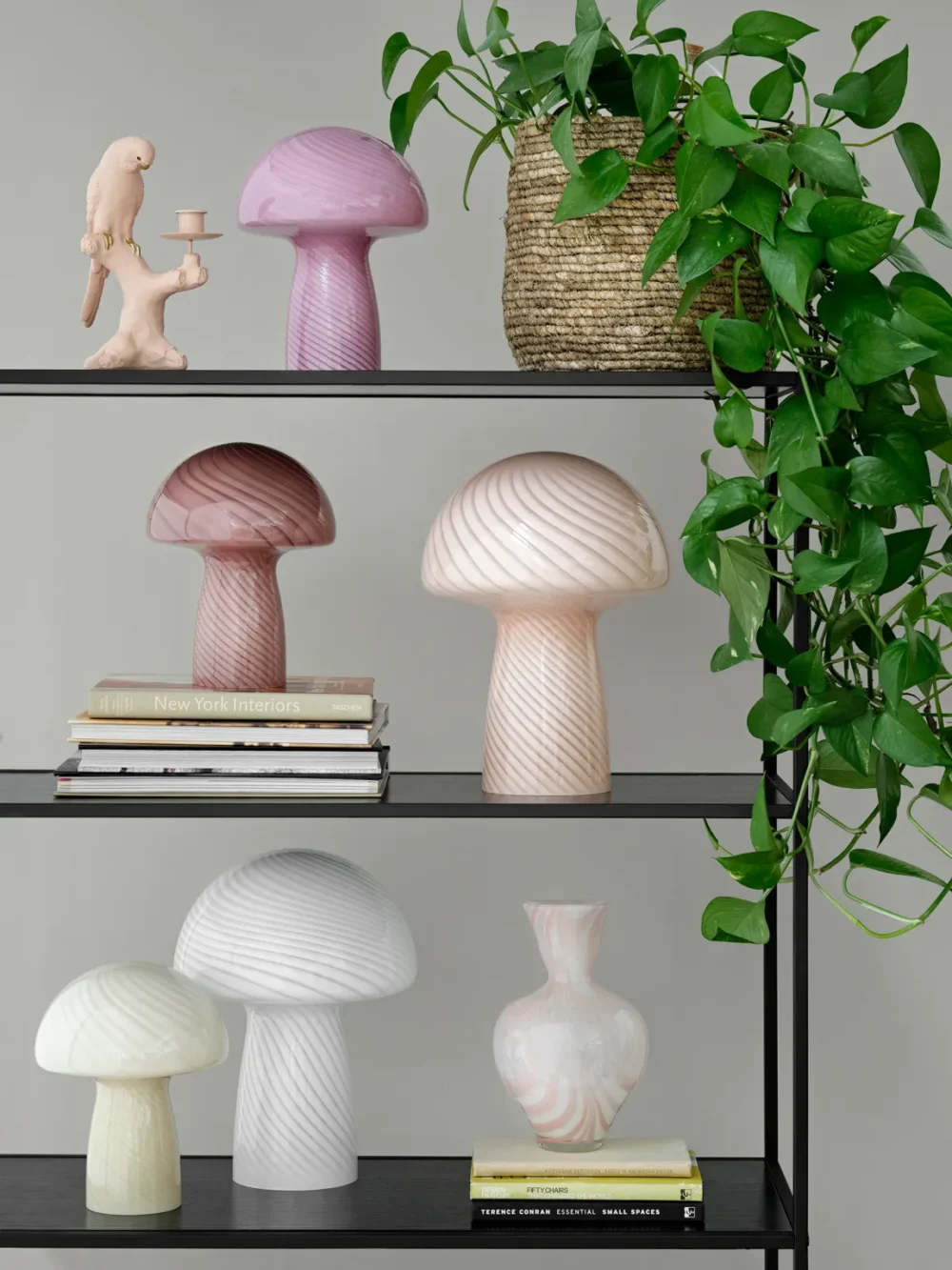 mushroom lamp, svampe lampe, bahne mushroom lampe, mundblæst lampe, bordlampe, lampe, tablelamp, boliginteriør