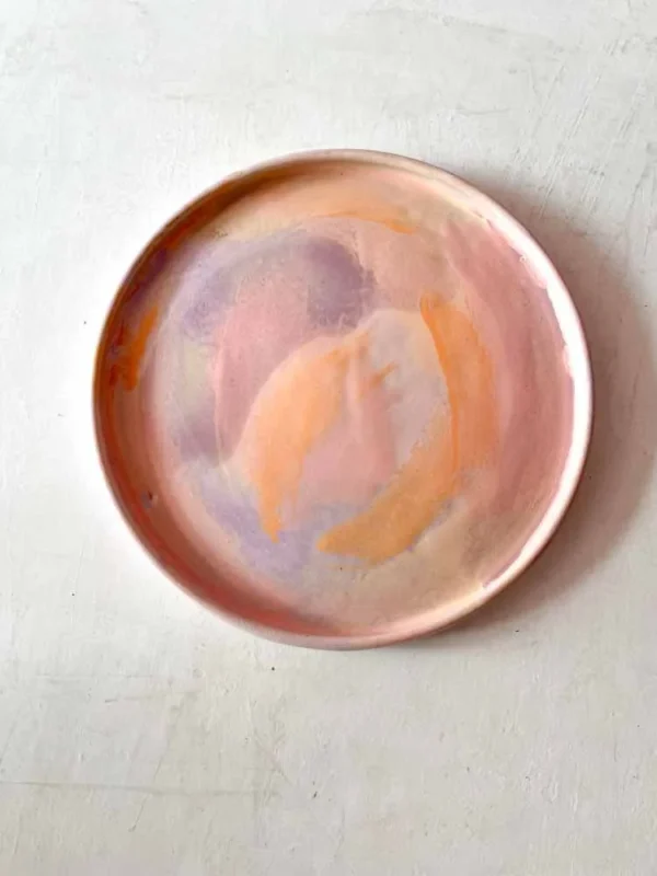 keramik tallerken lilla og rosa