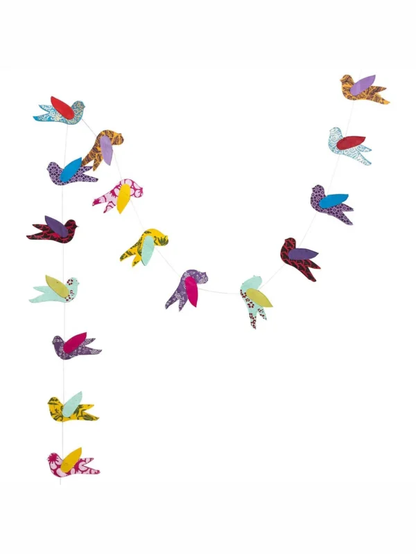 Guirlande med papir - Farvede fugle på (135 cm)