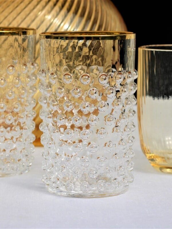 Pindsvine glas - klar med guldkant