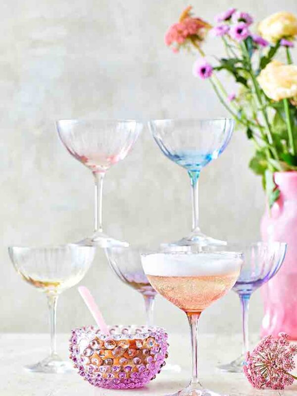 kate champagne glas anna von lipa, remix by sofie, champagneskåle 6 forskellige farver
