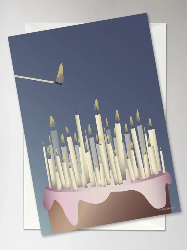 Anledningskort med kuvert - CAKE WITH CANDLES