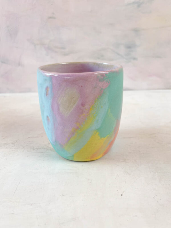 rainbow splash skål, keramik skål, keramic bowl, clay by tina marie, remix by sofie, morgenmadsskål, pastelfarvet skål