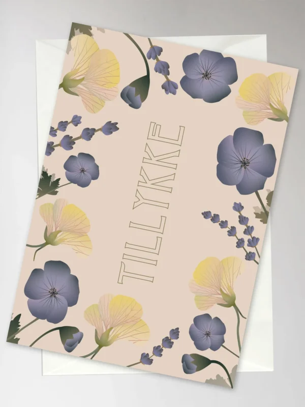 Anledningskort med kuvert - TILLYKKE FLOWER BOUQUET