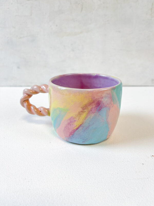 rainbow splash skål, keramik skål, keramic bowl, clay by tina marie, remix by sofie, morgenmadsskål, pastelfarvet skål