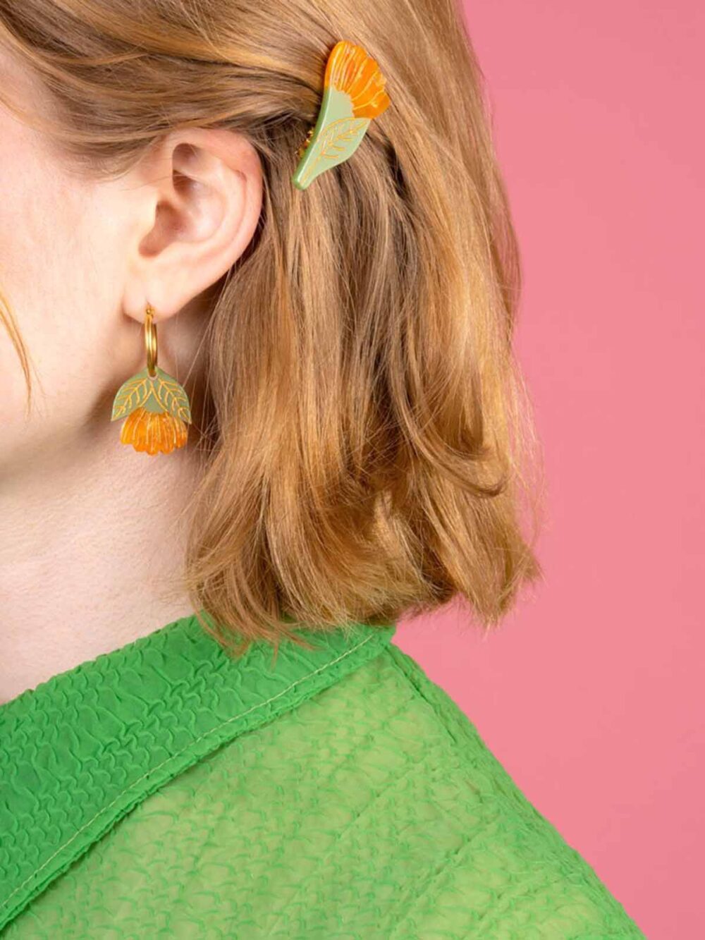 øreringe med morgenfrue i orange farver cou cou suzette