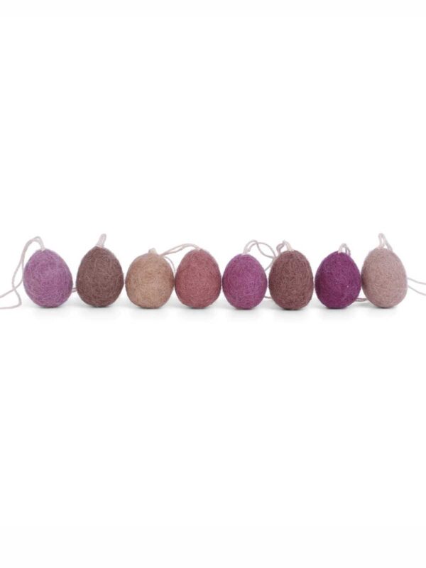 Fairtrade uldpynt Nuancer i lyserød æg i filt - Gry & Sif