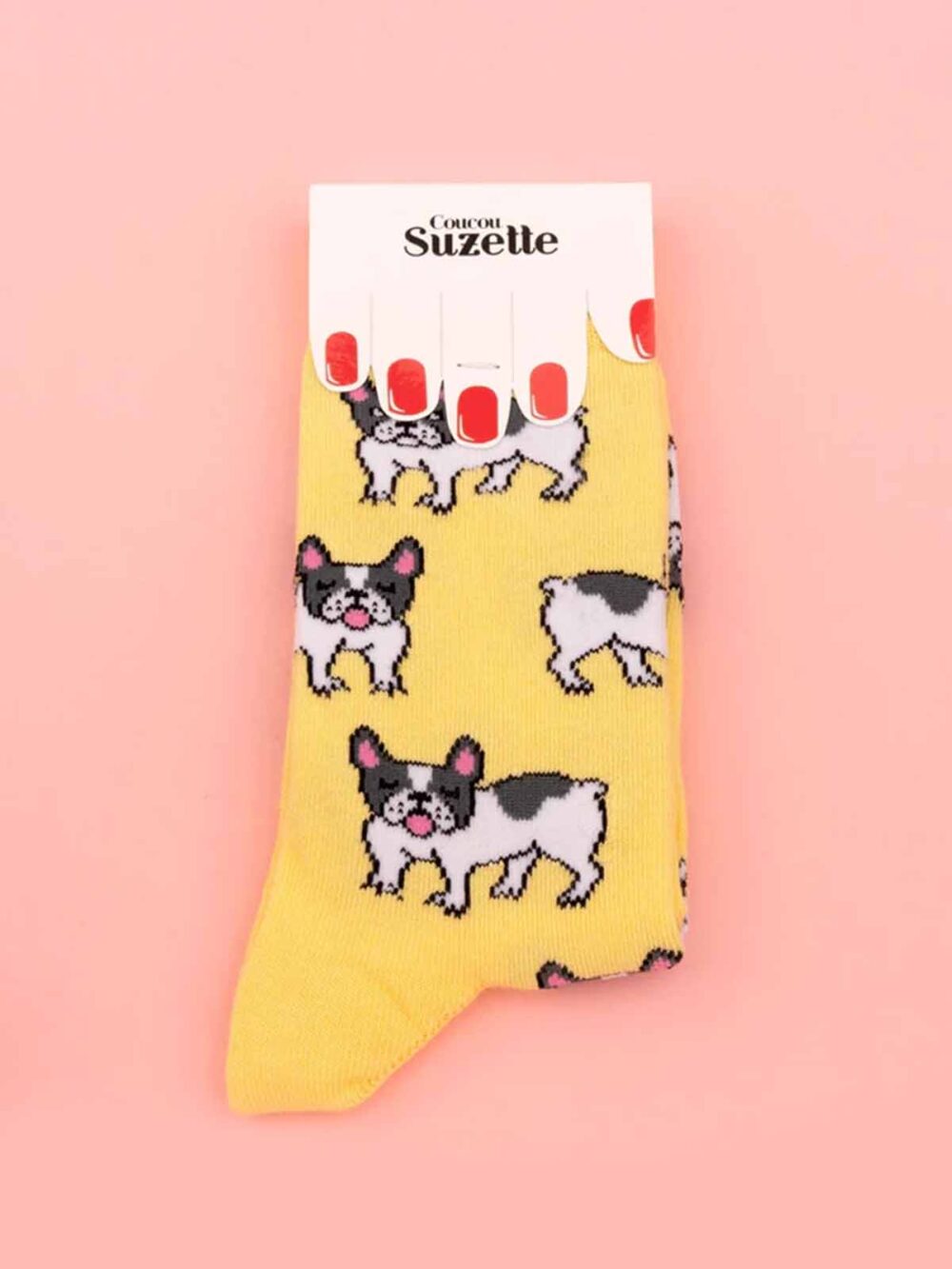 Gule sokker med hunde på - Coucou Suzette
