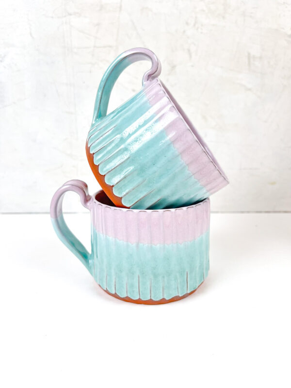 tofarvet keramik kop lilla og mint - Trine lise keramik