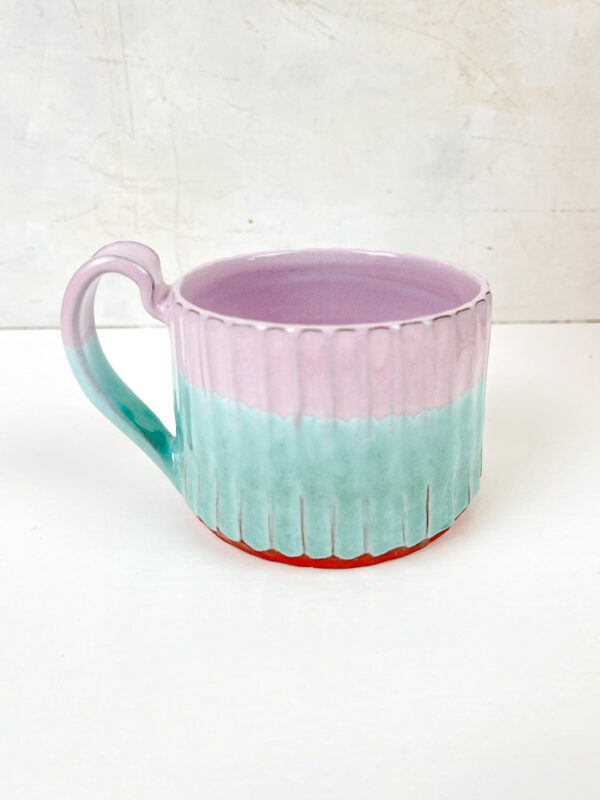 tofarvet keramik kop lilla og mint - Trine lise keramik