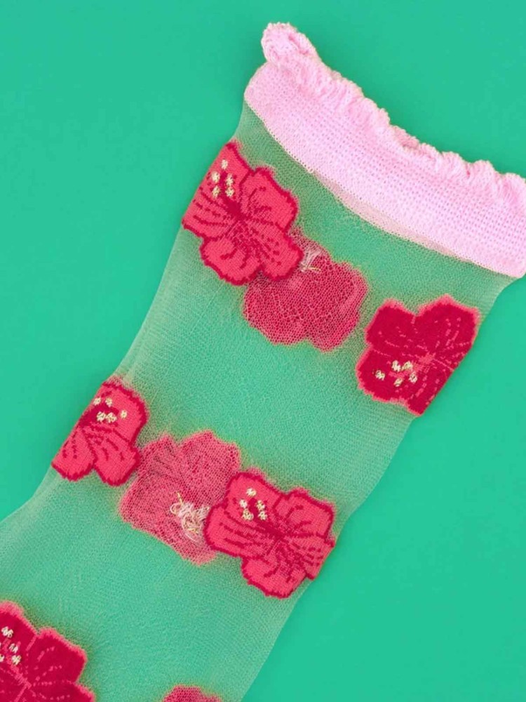 cou cou suzette stømper gennemsigtige med blomster