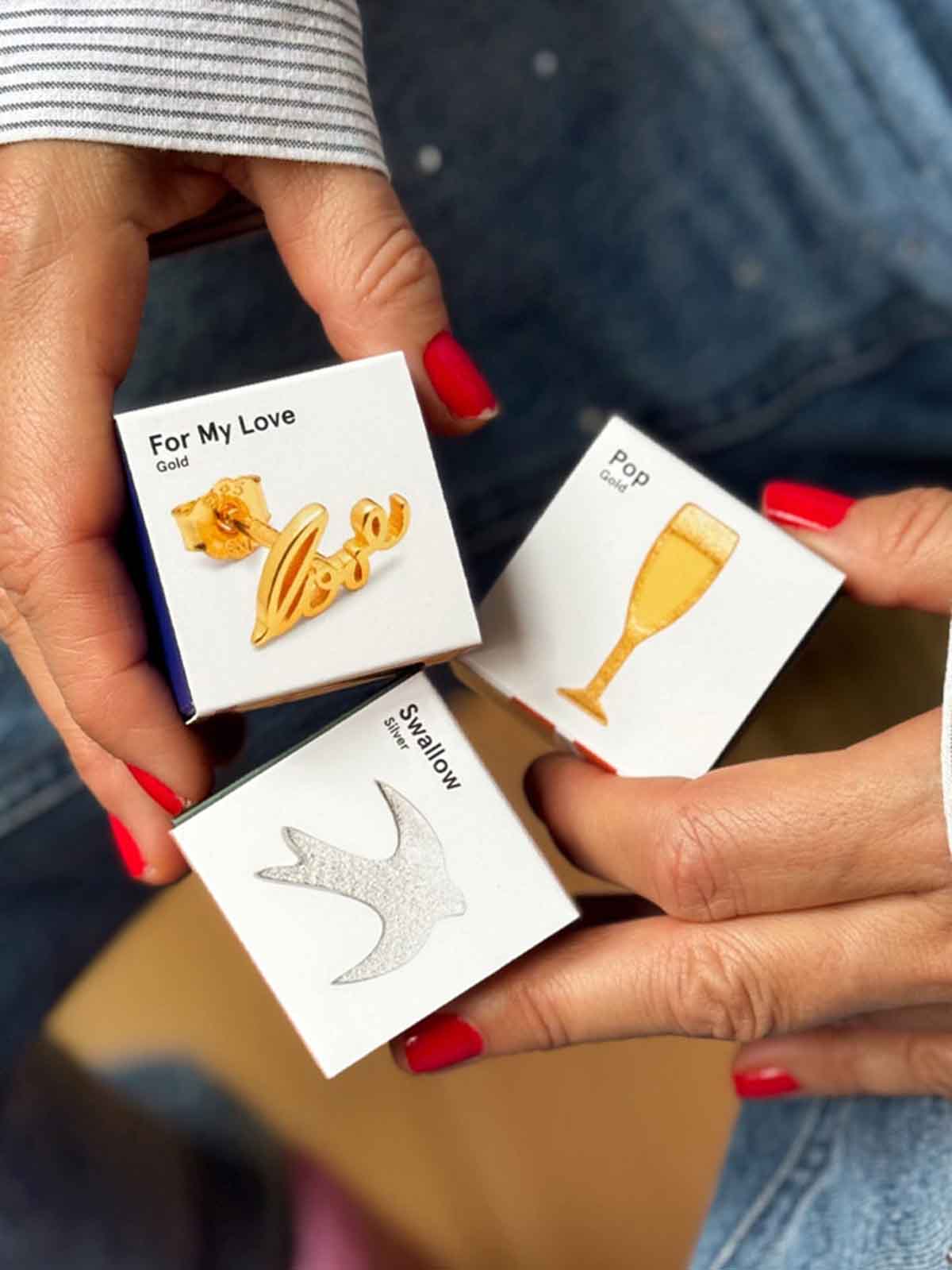 lulu copenhagen øreringe champagneglas i guld og sølv