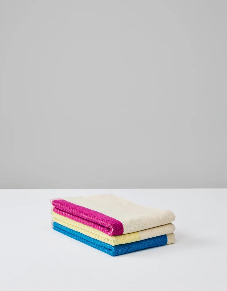 Gæstehåndklæder - Gul, Fuchsia og Aqua - Billede 2