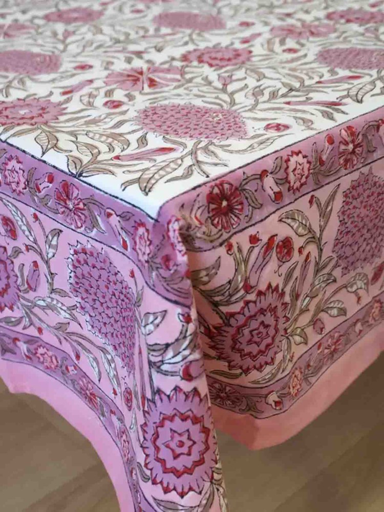 Dug (140 x 230 cm) med bloktryk - Rosy - Billede 2