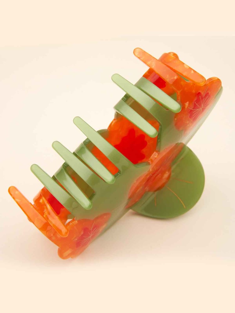 Hårklemme "maxi" – Tallerkensmækker orange blomster - Billede 2