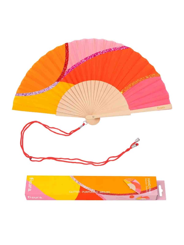 Vifte - Bølger i rød, pink, orange og glimmer - Billede 2