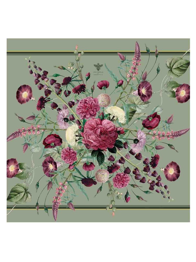 Hør serviet 45 x 45 cm - Pink Blomster have - Billede 2