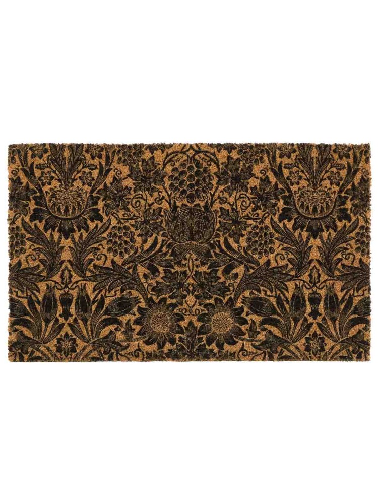 Dørmåtte 45x75 cm - "William Morris" Solsikke i sort