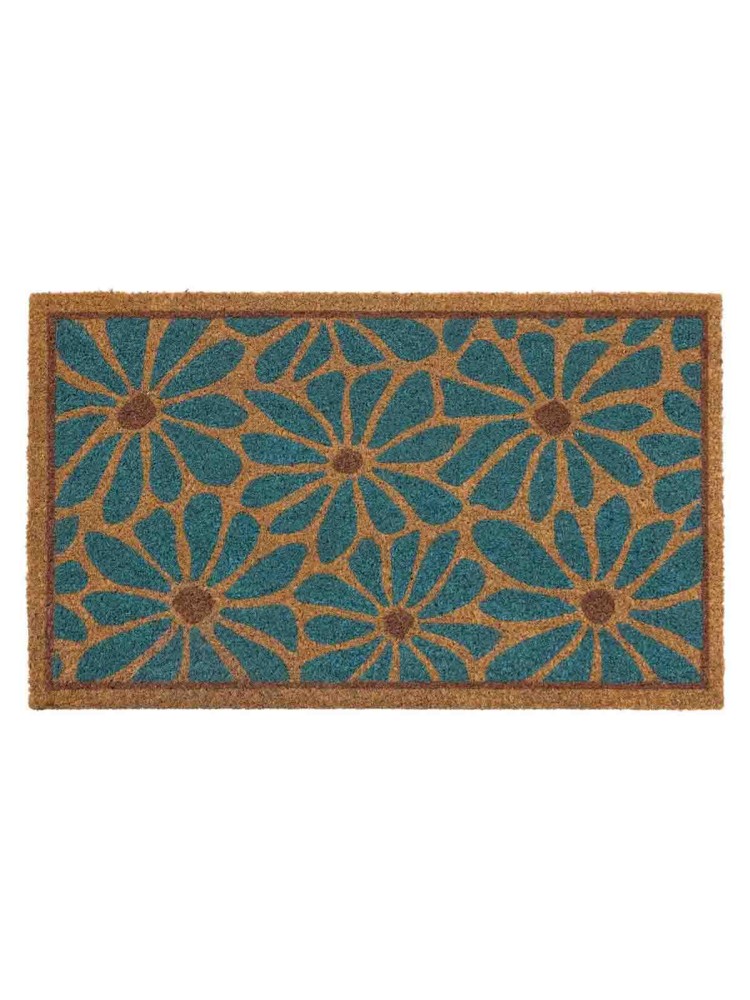 Dørmåtte 45x75 cm - "Boho" med blå blomster