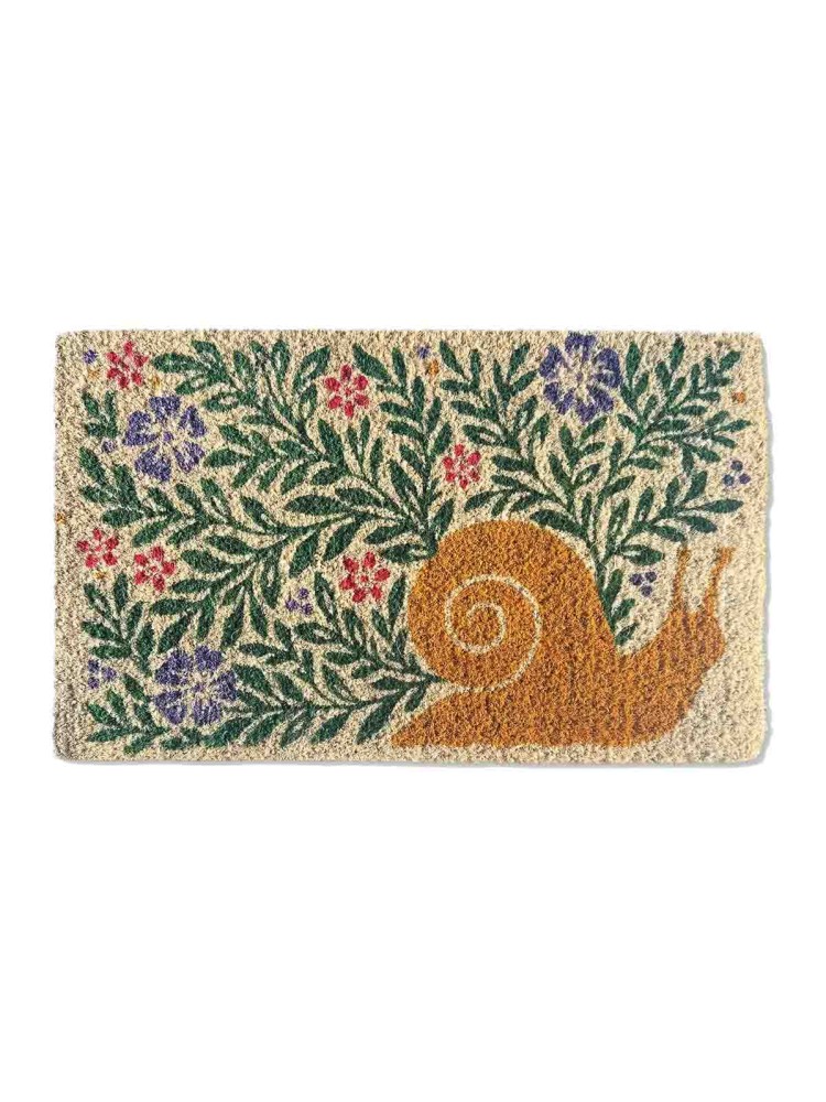 Dørmåtte 45x75 cm - Snegl og blomster