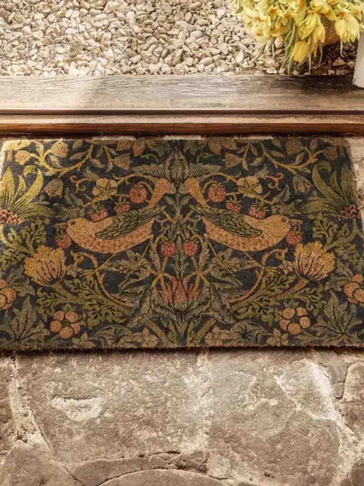 Dørmåtte 45x75 cm - "William Morris" strawberry thief i blå - Billede 2