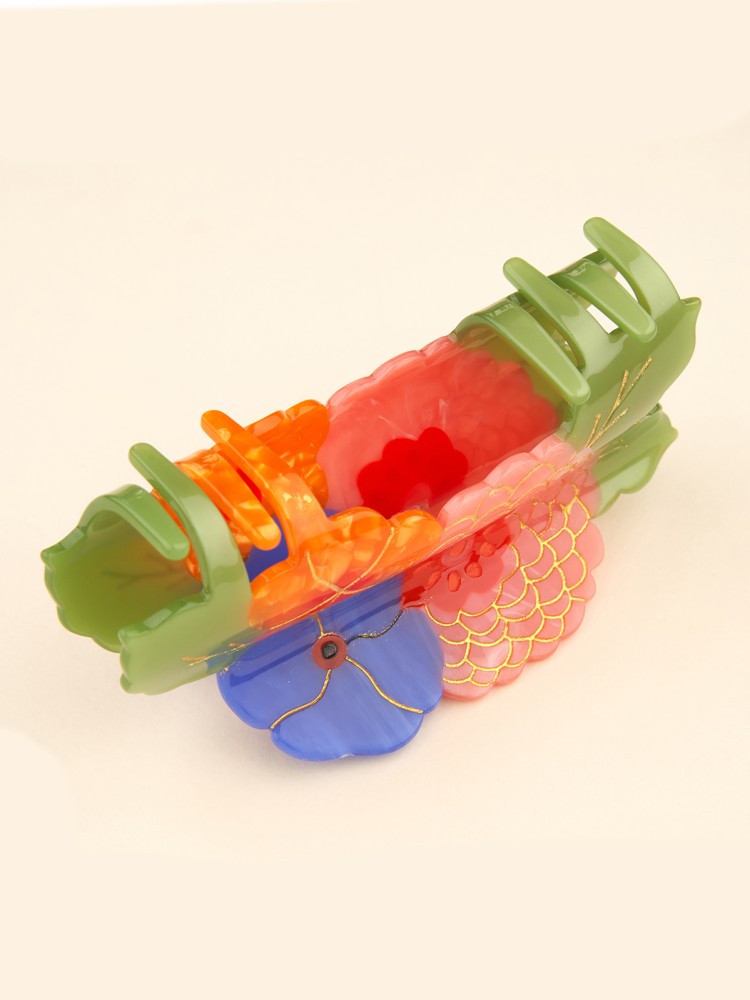 Hårklemme "maxi" – Farverig blomsterbuket - Billede 3