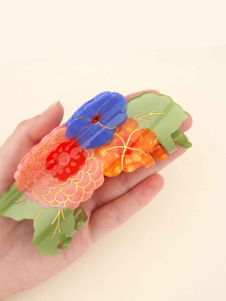 Hårklemme "maxi" – Farverig blomsterbuket - Billede 2