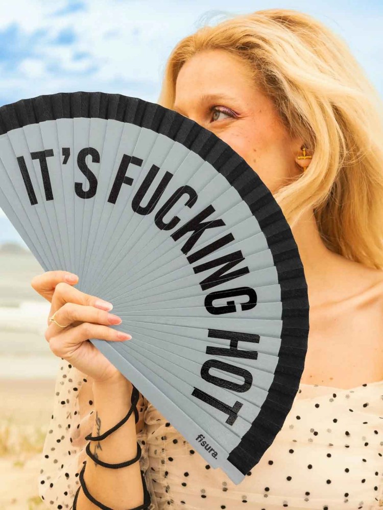 Vifte - "It's fucking hot" Lysegrå og sort - Billede 3