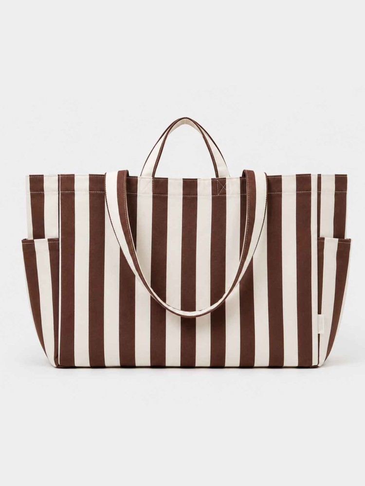 Canvas "Totebag" (35 x 28 cm) - Creme med brune striber - Billede 2