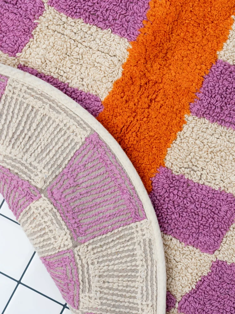 Bademåtte "Rita" 75 x50 cm - Lyserød, offwhite og orange - Billede 3