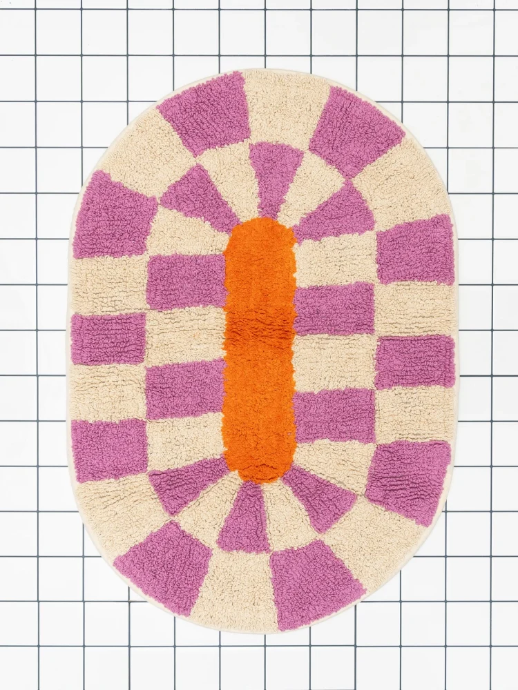 Bademåtte "Rita" 75 x50 cm - Lyserød, offwhite og orange - Billede 4