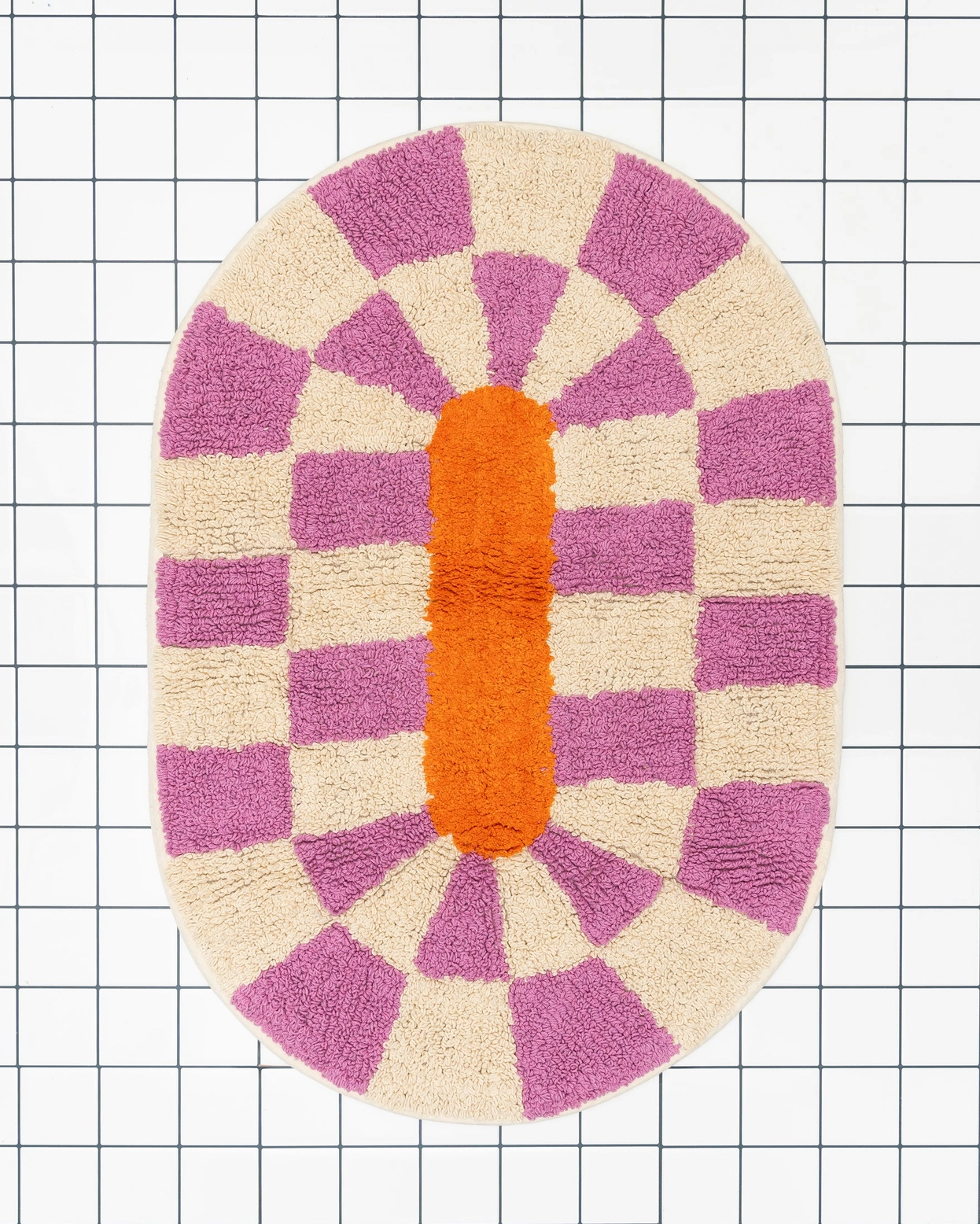 Bademåtte "Rita" 75 x50 cm - Lyserød, offwhite og orange - Billede 4