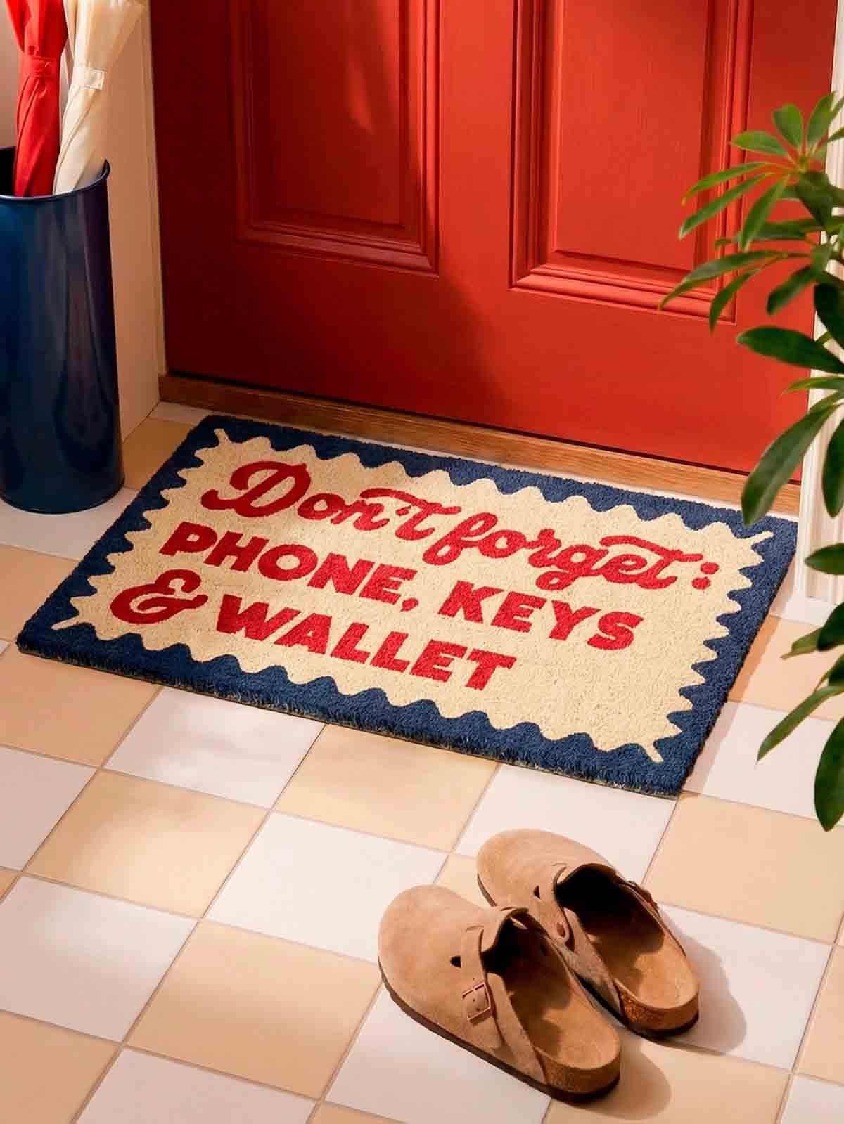 Dørmåtte 40 x 70 cm - Don't forget phone, keys and wallet