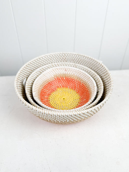 Brødkurv (3 størrelser) - Offwhite, orange og gul