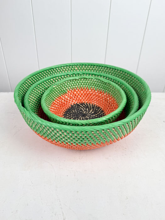 Brødkurv (3 størrelser) - Grøn, orange og sort